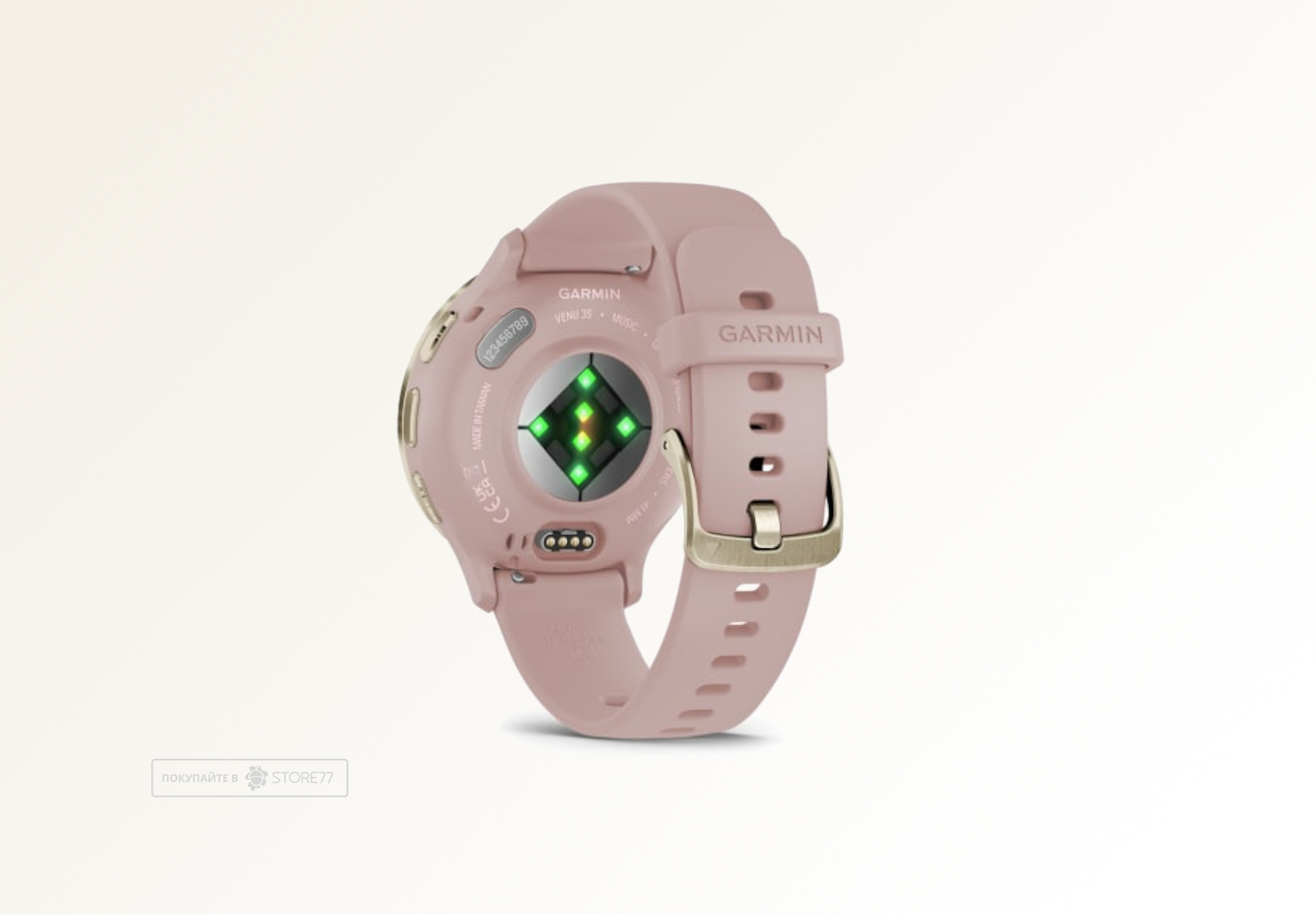 Умные часы Garmin VENU 3s 41 мм, корпус: золотистый (Soft Gold), с розовым силиконовым ремешком (Dust/Rose)
