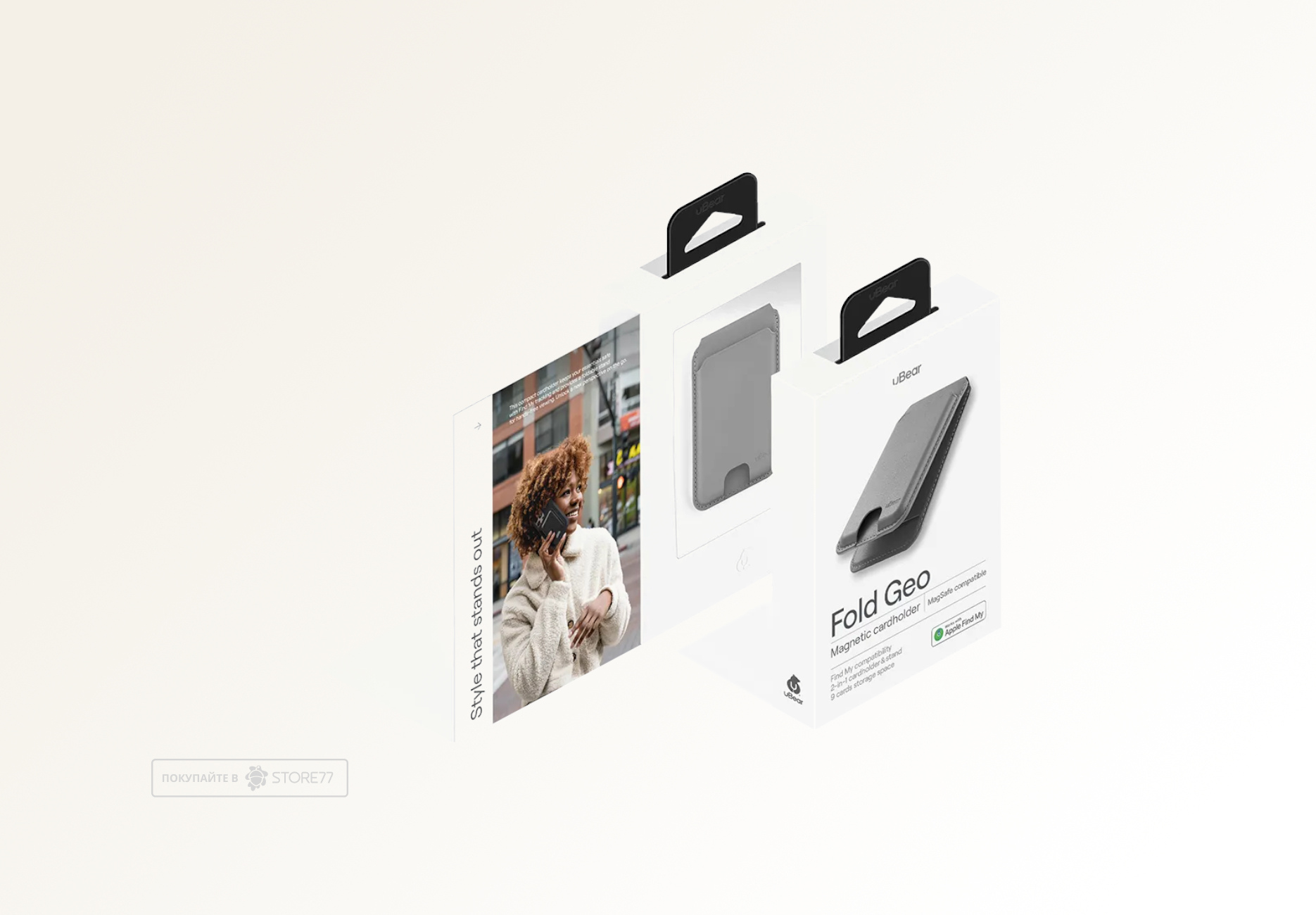 Картхолдер uBear Fold с MagSafe и Find My (Серый)