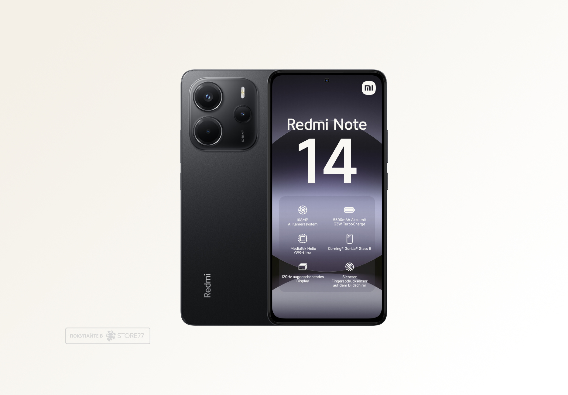 Телефон Xiaomi Redmi Note 14 8/256 ГБ, цвет: полуночно-черный (Midnight Black)