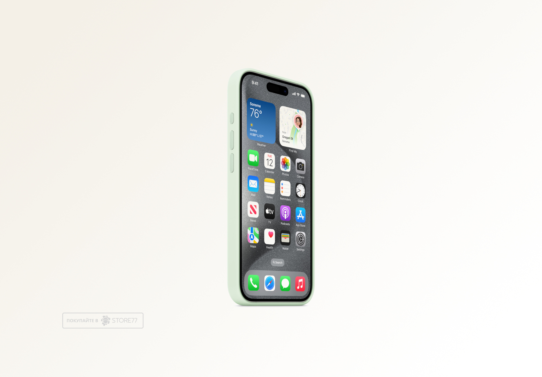 Чехол Тор силиконовый для iPhone 15 Pro (Мятный)