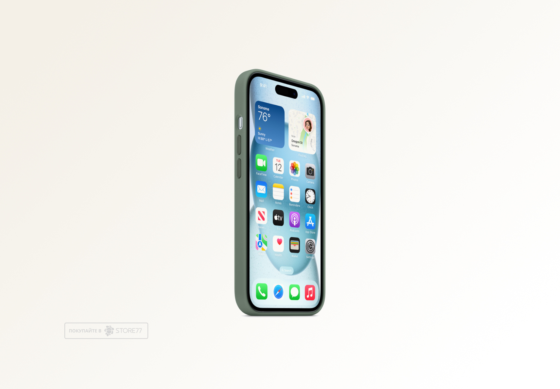 Чехол Тор силиконовый с поддержкой MagSafe для iPhone 15 (Зеленый)