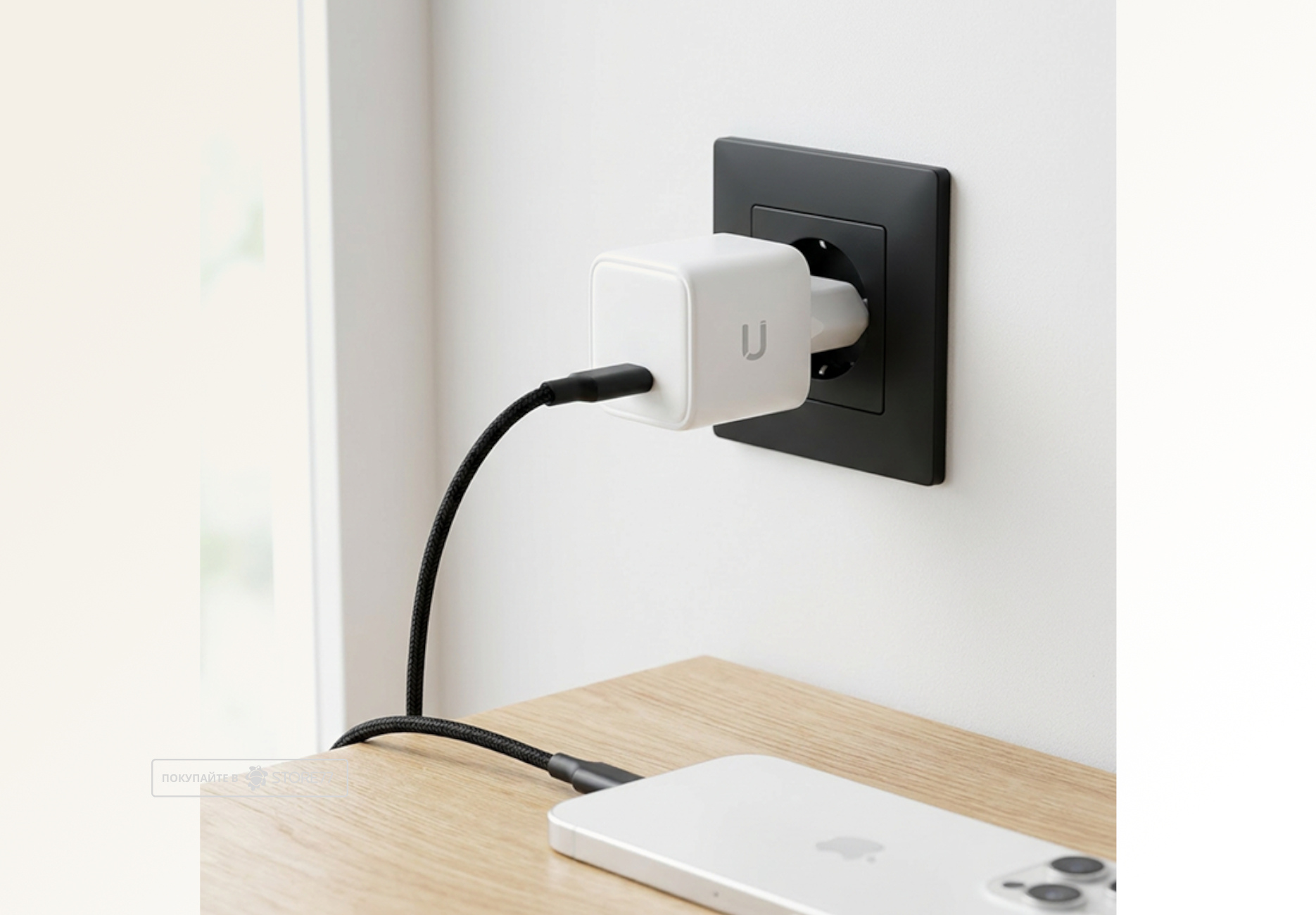 Сетевое зарядное устройство JUST USE 45 Вт GaN USB-С (Белое)