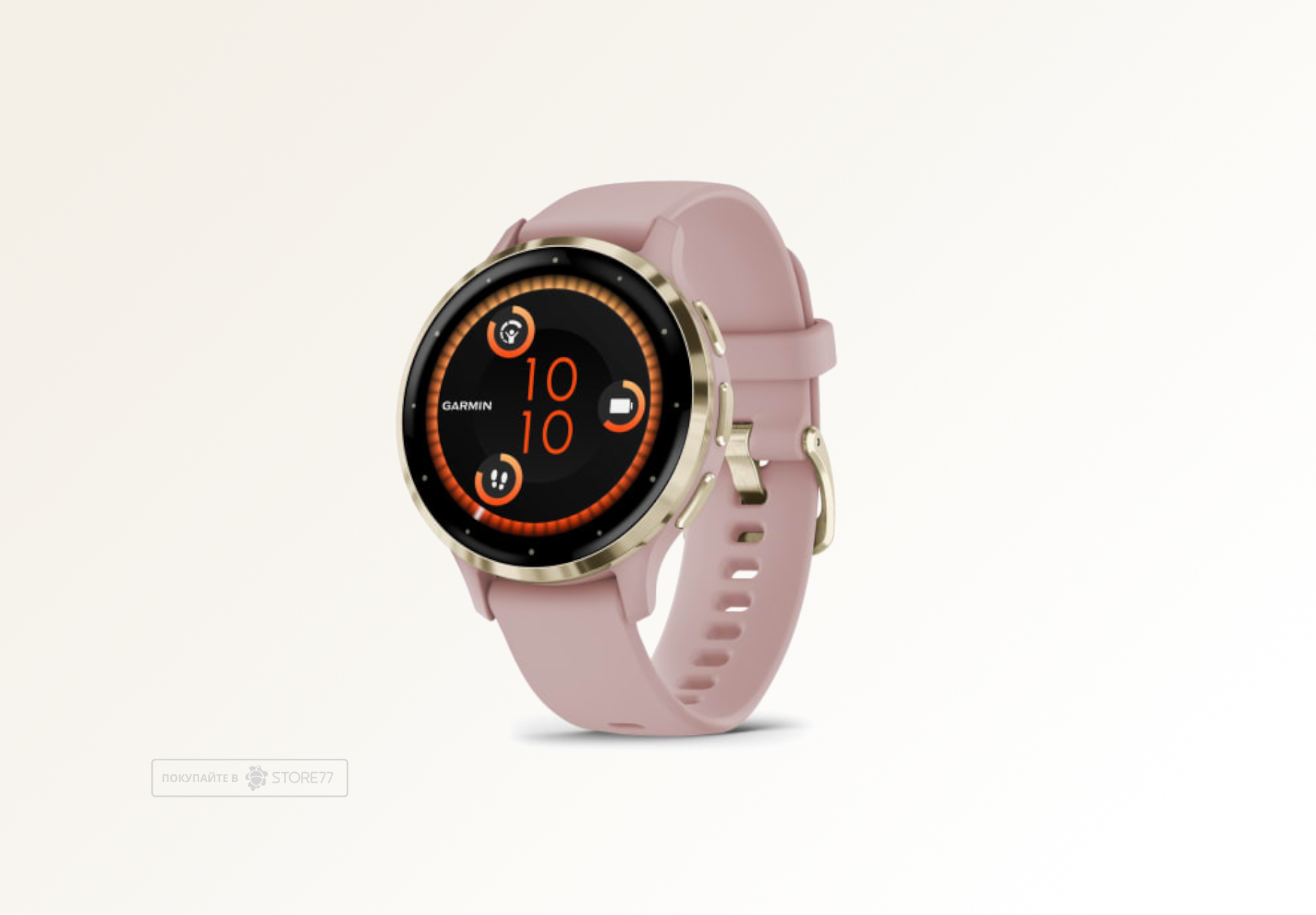 Умные часы Garmin VENU 3s 41 мм, корпус: золотистый (Soft Gold), с розовым силиконовым ремешком (Dust/Rose)